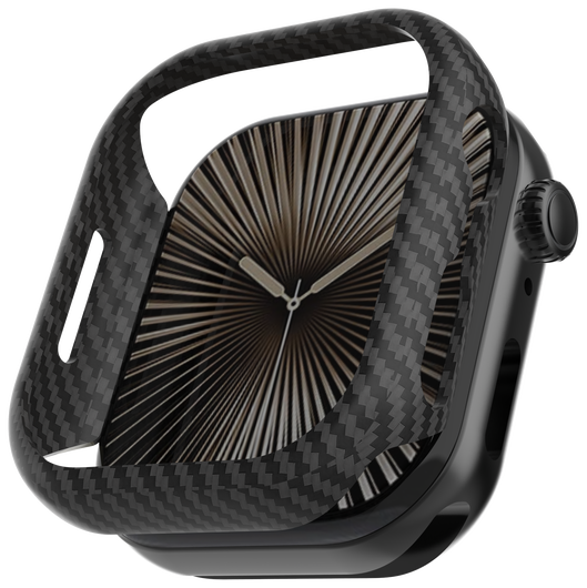 NEKIT Fiber - Apple Watch 10 46MM Hoesje - Kevlar Bumper Cover Dun Zwart afbeelding 9