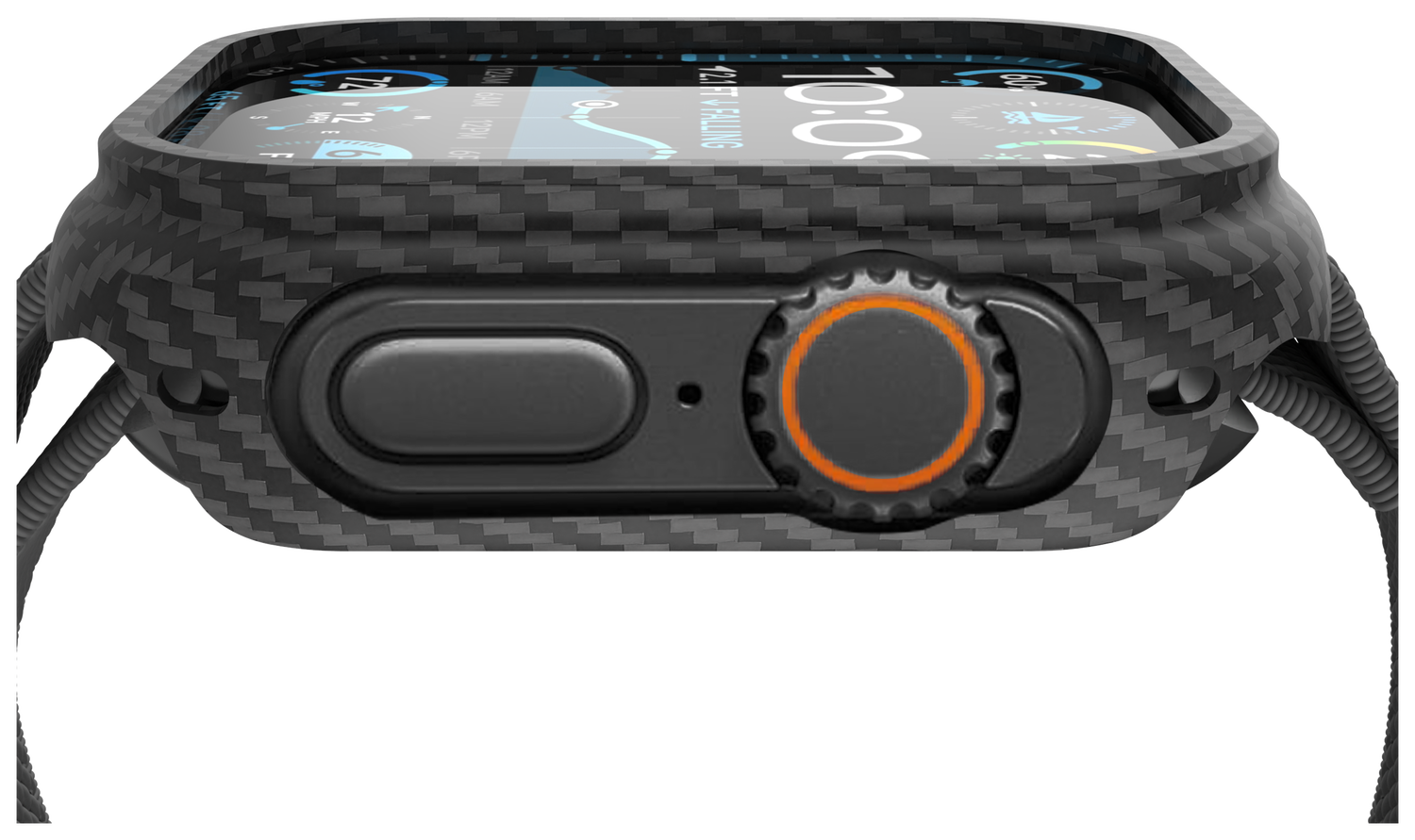 NEKIT Fiber Apple Watch Ultra / Ultra 2 Hoesje Kevlar Bumper Cover Dun Zwart afbeelding 10