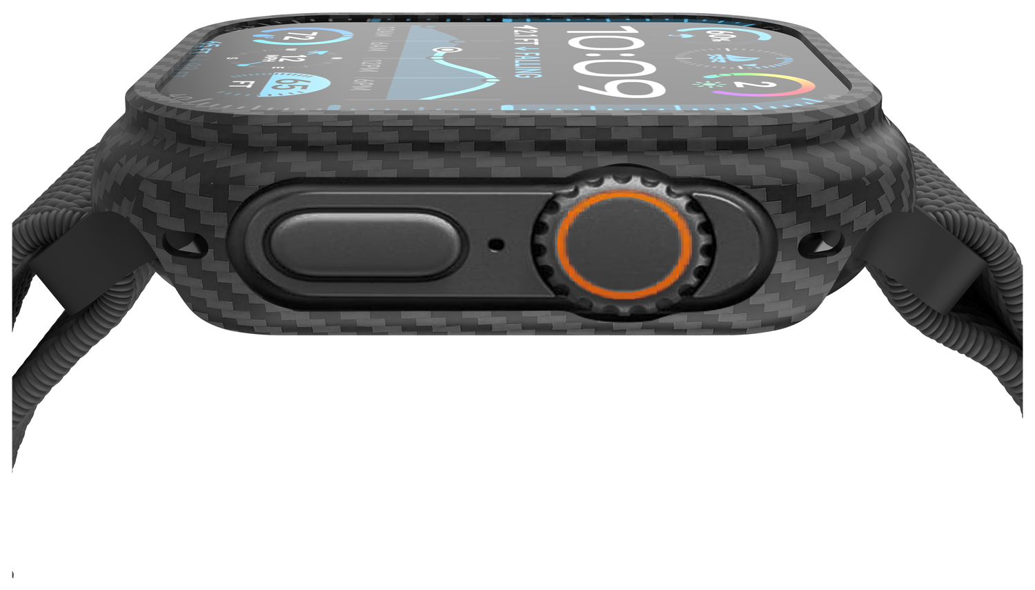 NEKIT Fiber Apple Watch Ultra / Ultra 2 Hoesje Kevlar Bumper Cover Dun Zwart afbeelding 18