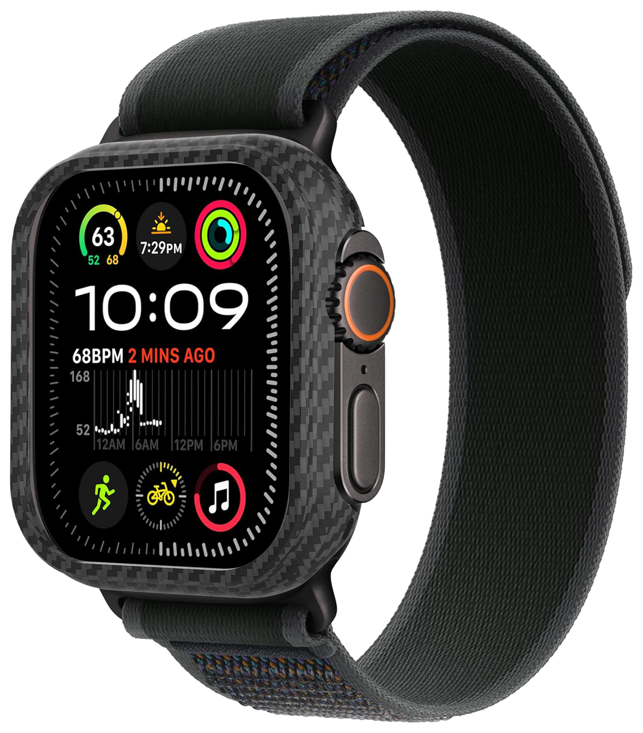NEKIT Fiber Apple Watch Ultra / Ultra 2 Hoesje Kevlar Bumper Cover Dun Zwart afbeelding 8