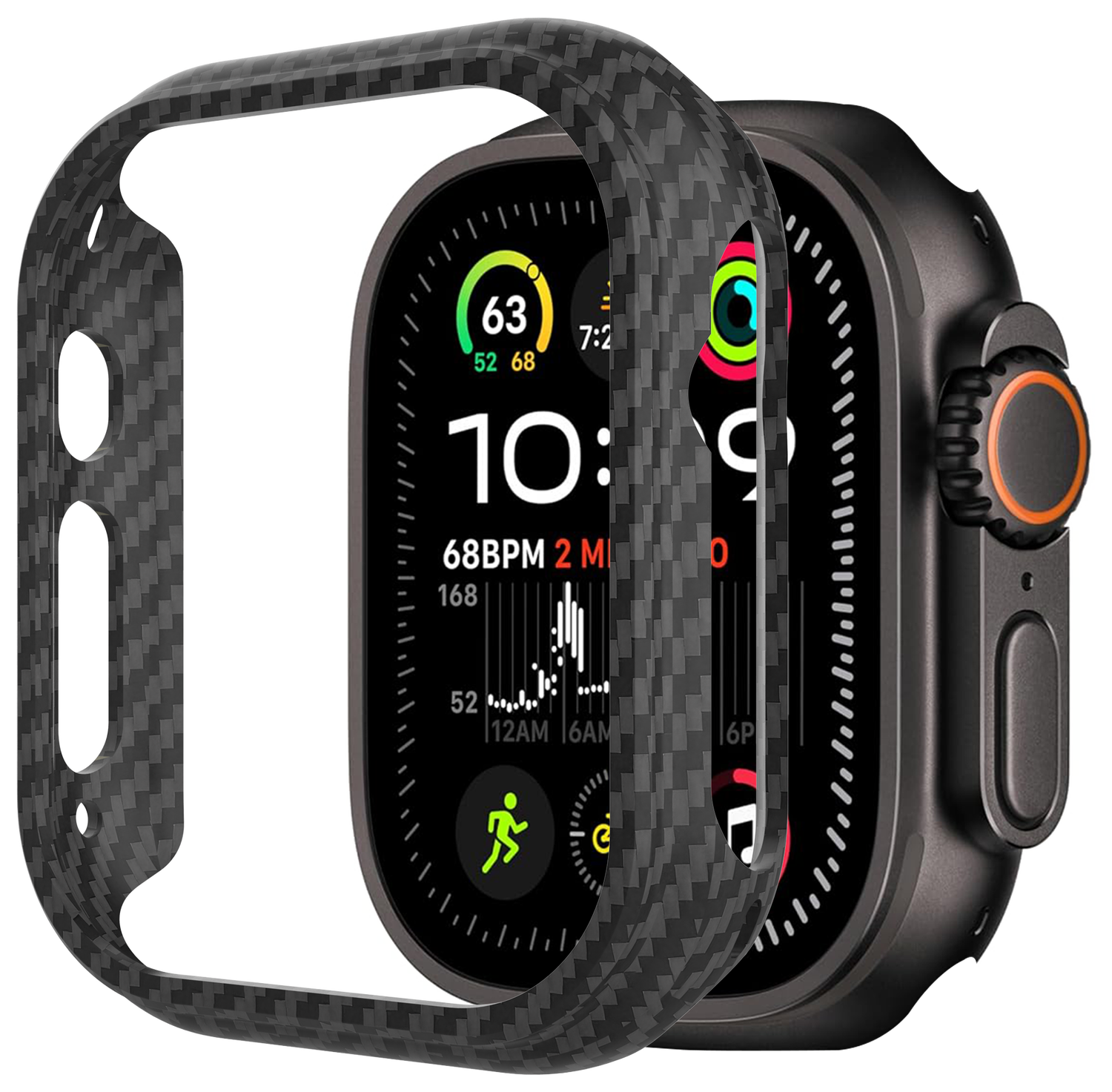NEKIT Fiber Apple Watch Ultra / Ultra 2 Hoesje Kevlar Bumper Cover Dun Zwart afbeelding 1