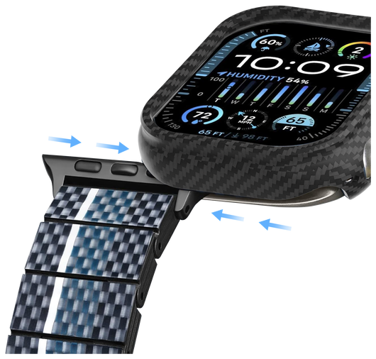 NEKIT Fiber Apple Watch Ultra / Ultra 2 Hoesje Kevlar Bumper Cover Dun Zwart afbeelding 11