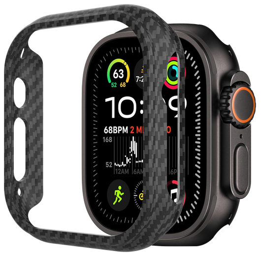 NEKIT Fiber Apple Watch Ultra / Ultra 2 Hoesje Kevlar Bumper Cover Dun Zwart afbeelding 1