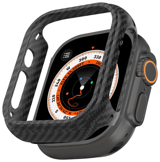 NEKIT Fiber Apple Watch Ultra / Ultra 2 Hoesje Kevlar Bumper Cover Dun Zwart afbeelding 2