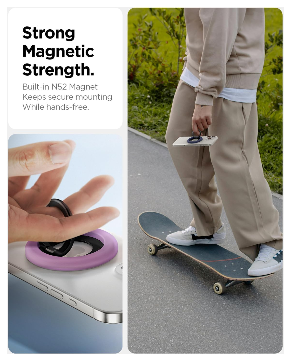 Spigen Nano Pop Magnetische MagSafe Ring Houder Standaard Paars afbeelding 6