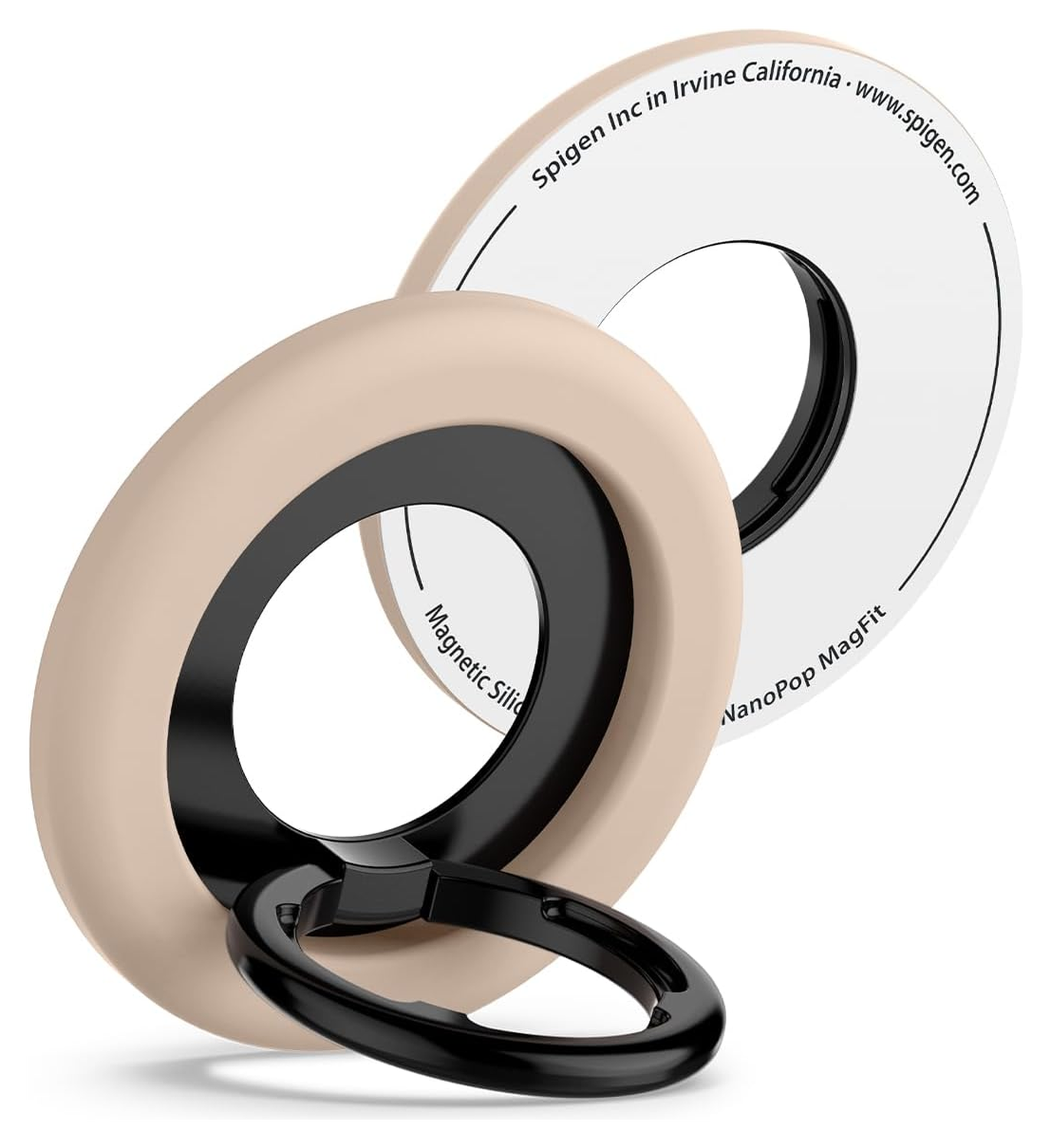 Spigen Nano Pop Magnetische MagSafe Ring Houder Standaard Beige afbeelding 1