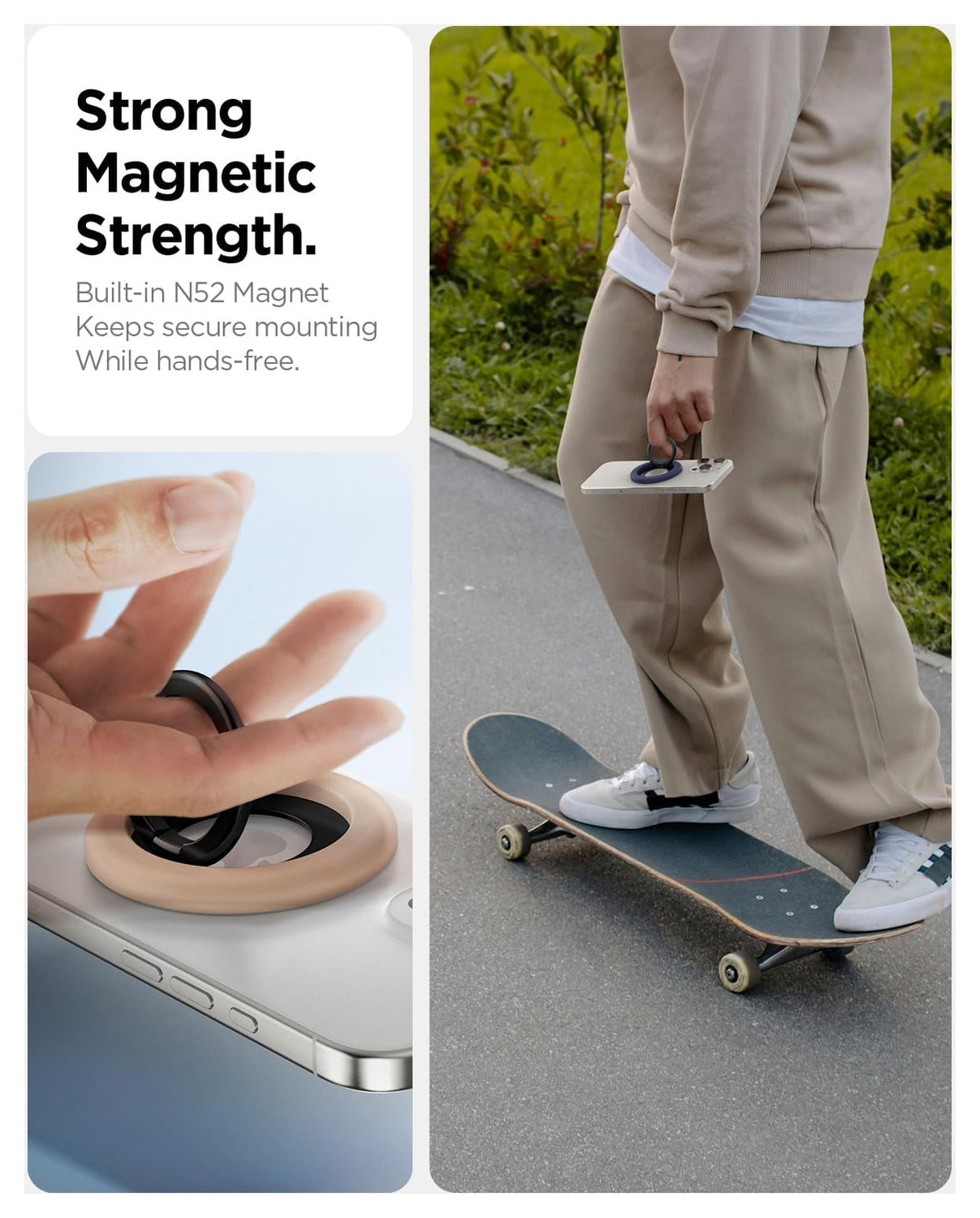 Spigen Nano Pop Magnetische MagSafe Ring Houder Standaard Beige afbeelding 6