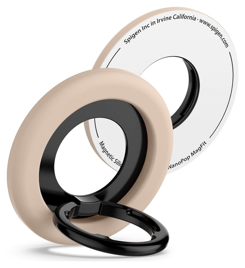 Spigen Nano Pop Magnetische MagSafe Ring Houder Standaard Beige afbeelding 1