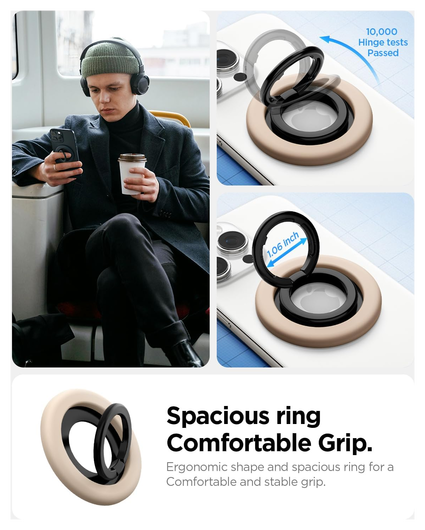 Spigen Nano Pop Magnetische MagSafe Ring Houder Standaard Beige afbeelding 3