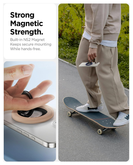 Spigen Nano Pop Magnetische MagSafe Ring Houder Standaard Beige afbeelding 6