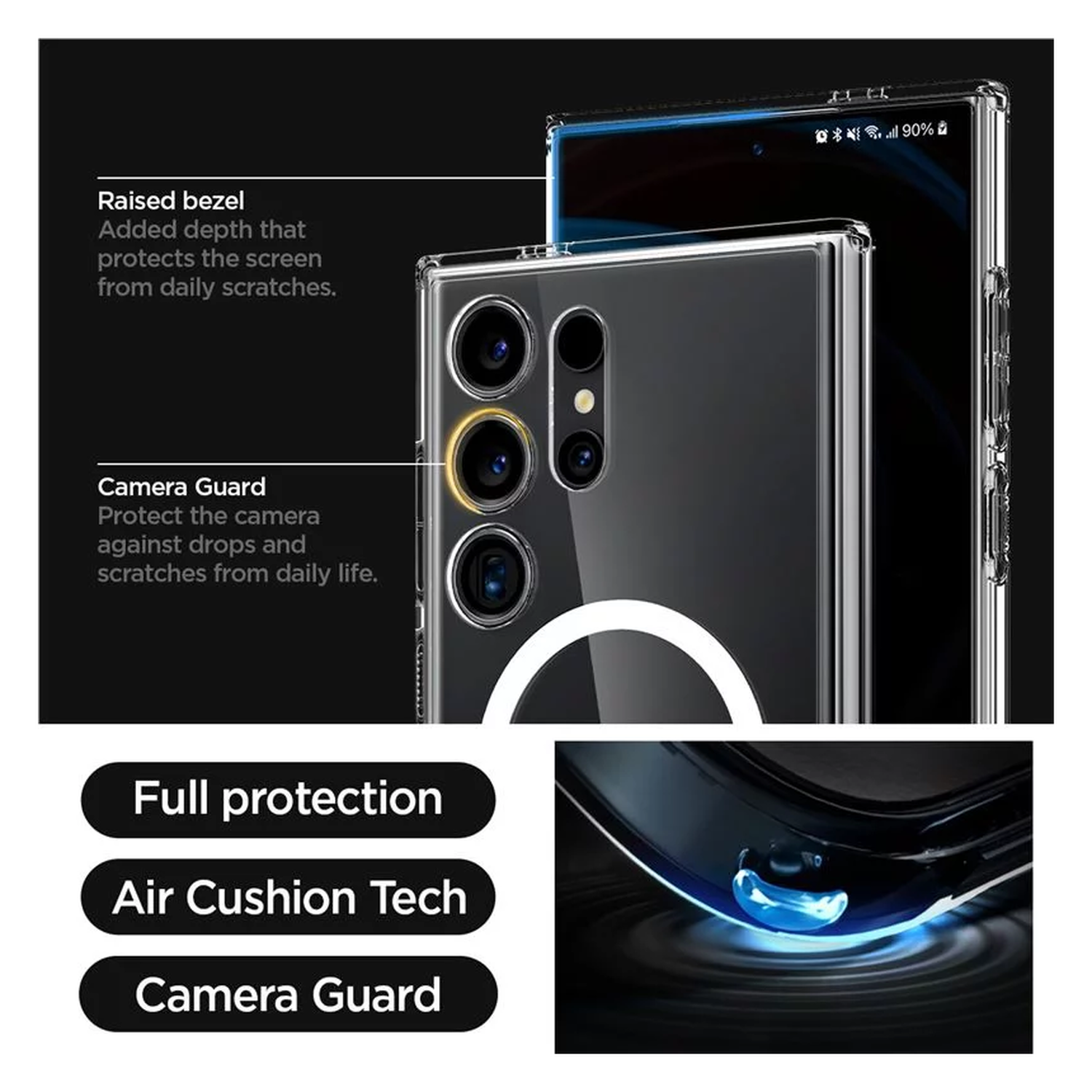 Spigen Ultra Hybrid Metal Ring MagFit Samsung S24 Ultra Hoesje MagSafe Wit afbeelding 5