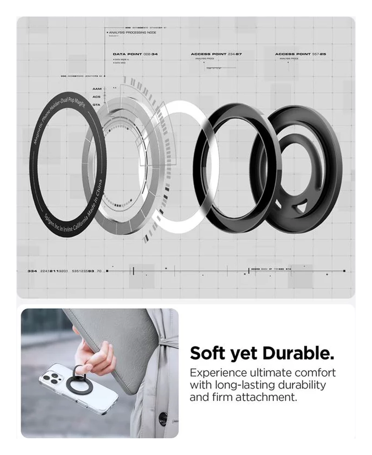 Spigen Dual Pop Magnetische MagSafe Telefoon Ring Houder Standaard Zwart afbeelding 7