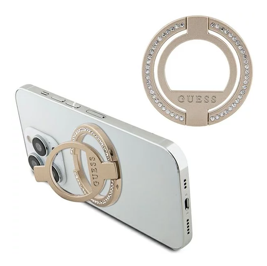 Guess Magnetic Ring Stand Houder - MagSafe Standaard Rhinestones Goud afbeelding 2