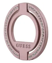 Guess Magnetic Ring Stand Houder - MagSafe Standaard Rhinestones Roze afbeelding