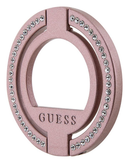 Guess Magnetic Ring Stand Houder - MagSafe Standaard Rhinestones Roze afbeelding 1