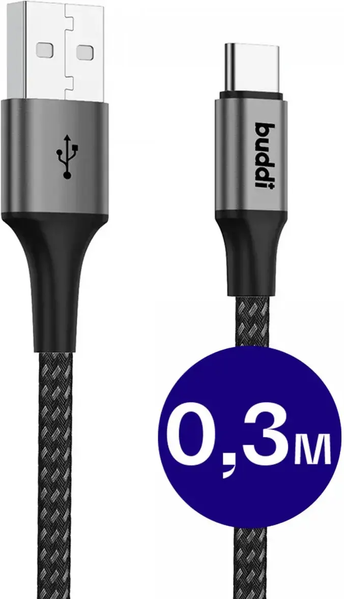 Set van 8 stuks 30cm Buddi Flex USB-A naar USB-C kabel afbeelding 1