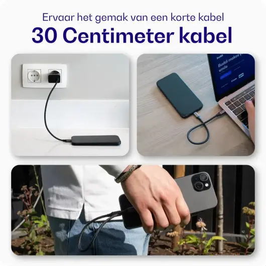 Set van 8 stuks 30cm Buddi Flex USB-A naar USB-C kabel afbeelding 2