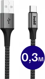 Set van 8 stuks 30cm Buddi Flex USB-A naar USB-C kabel
