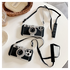 iPhone 16 Hoesje Vintage Retro Camera Back Cover met Koord Zwart afbeelding 3