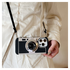 iPhone 14 Pro Hoesje Vintage Retro Camera Back Cover met Koord Zwart afbeelding 7