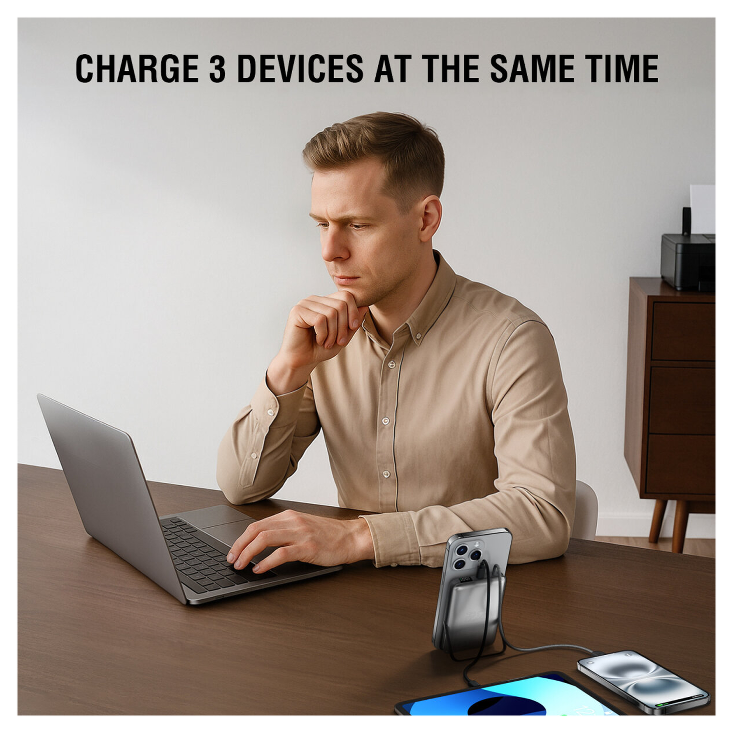 4smarts 10.000 mAh MagSafe/Qi2 Powerbank met Ingebouwde USB-C Kabel 22.5W Zwart afbeelding 3