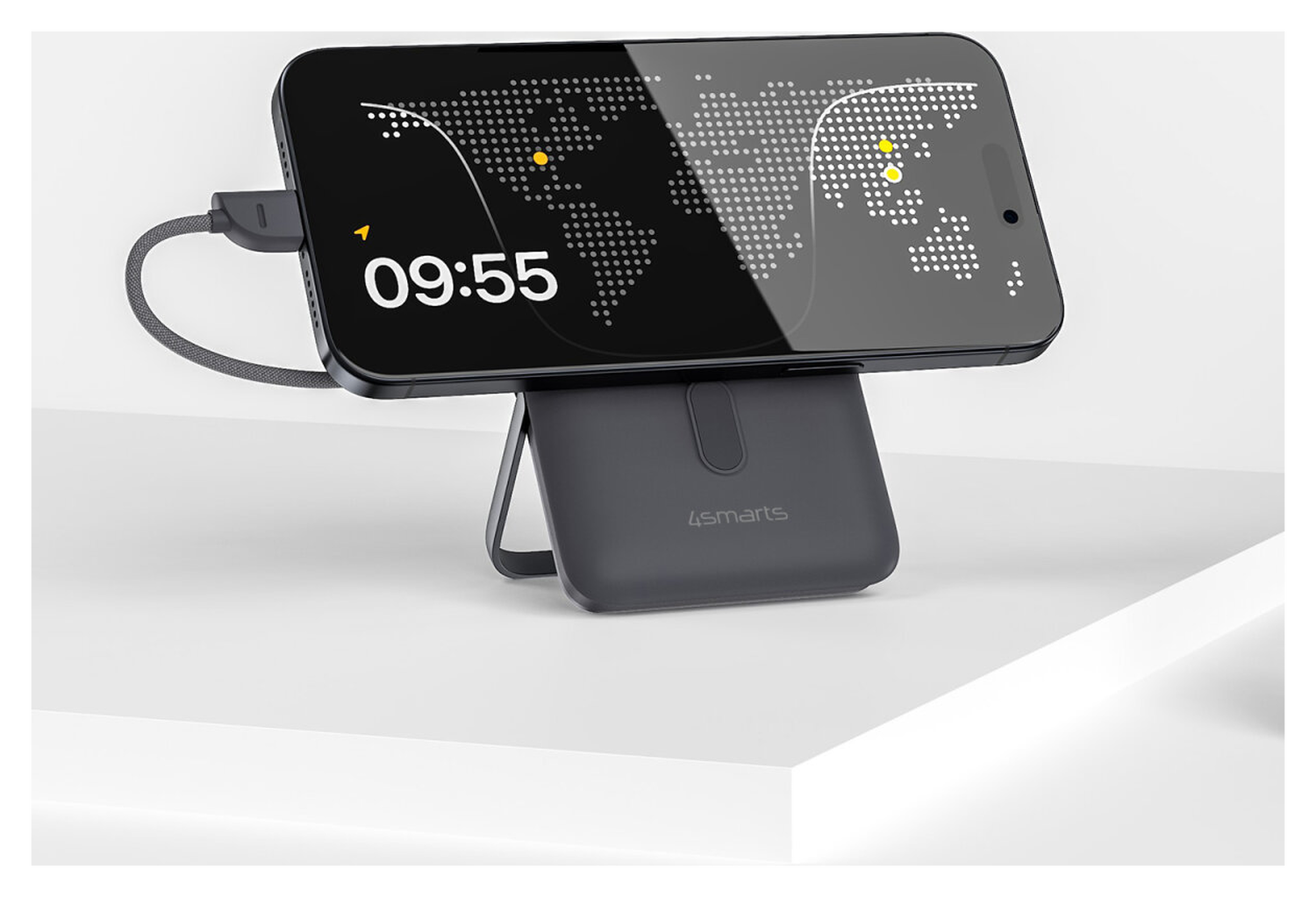 4smarts 10.000 mAh MagSafe/Qi2 Powerbank met Ingebouwde USB-C Kabel 22.5W Zwart afbeelding 8