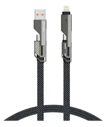 4smarts ComboCord Flat 240W USB-C/USB-A naar USB-C/Lightning Kabel 1.5M Grijs afbeelding