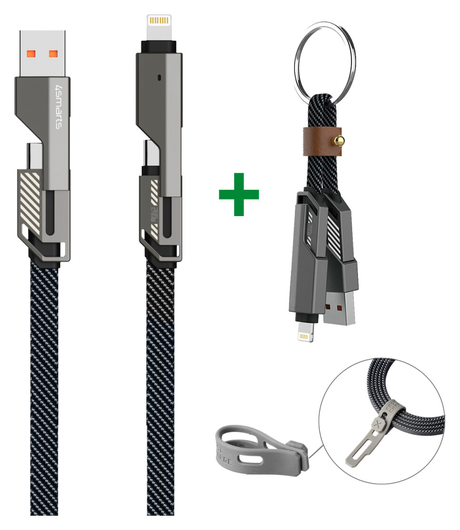 4smarts ComboCord Flat 240W USB-C/USB-A naar USB-C/Lightning Kabel 1.5M Grijs afbeelding 7