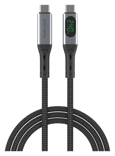 4smarts USB4 240W USB-C 8K@60Hz Video Monitor Kabel 40Gbps 1.5M Zwart afbeelding 1