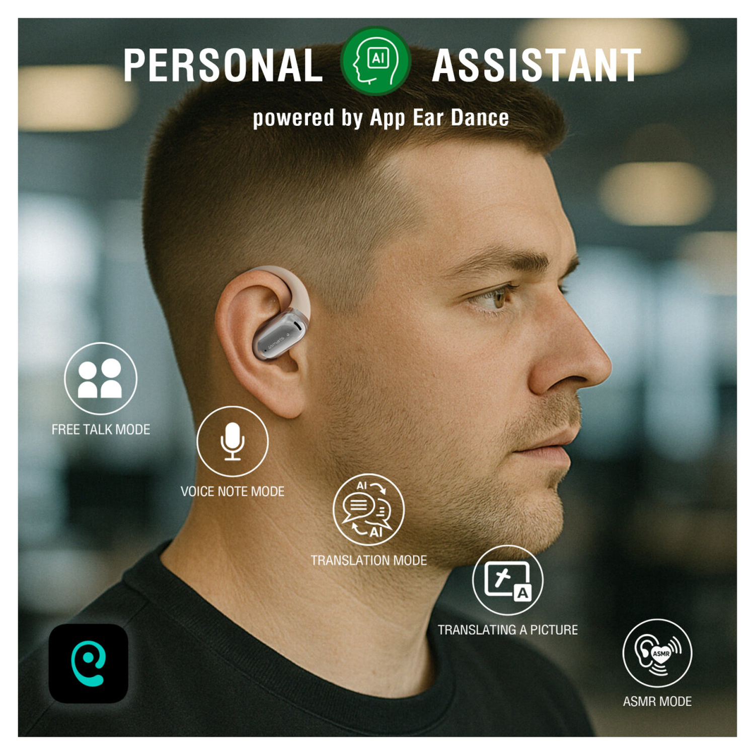 4smarts SkyBuds AI Screen Open-Ear Wireless Headset Bluetooth Oordopjes Beige afbeelding 3