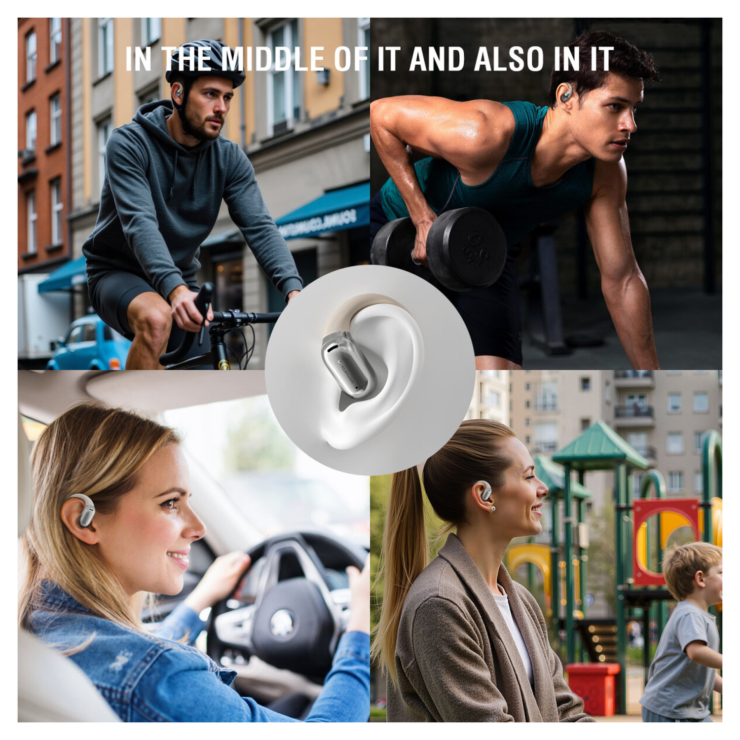 4smarts SkyBuds AI Screen Open-Ear Wireless Headset Bluetooth Oordopjes Beige afbeelding 4