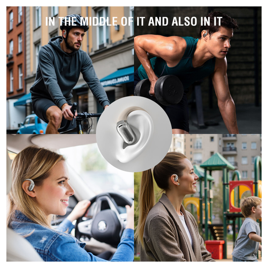 4smarts SkyBuds AI Screen Open-Ear Wireless Headset Bluetooth Oordopjes Beige afbeelding 4