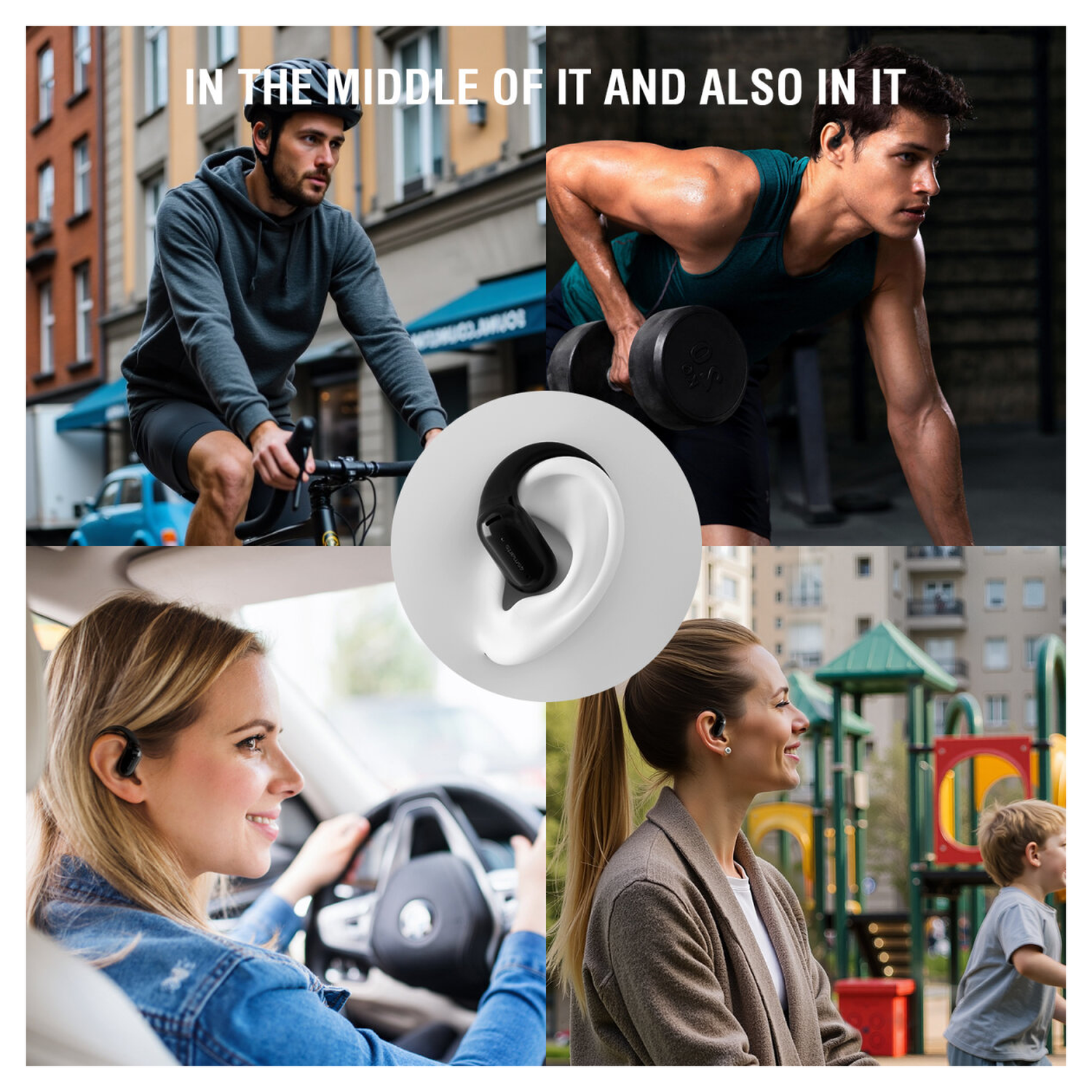 4smarts SkyBuds AI Screen Open-Ear Wireless Headset Bluetooth Oordopjes Zwart afbeelding 4