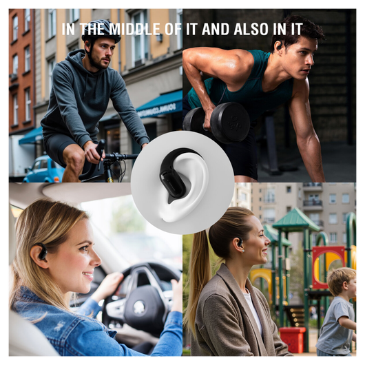 4smarts SkyBuds AI Screen Open-Ear Wireless Headset Bluetooth Oordopjes Zwart afbeelding 4