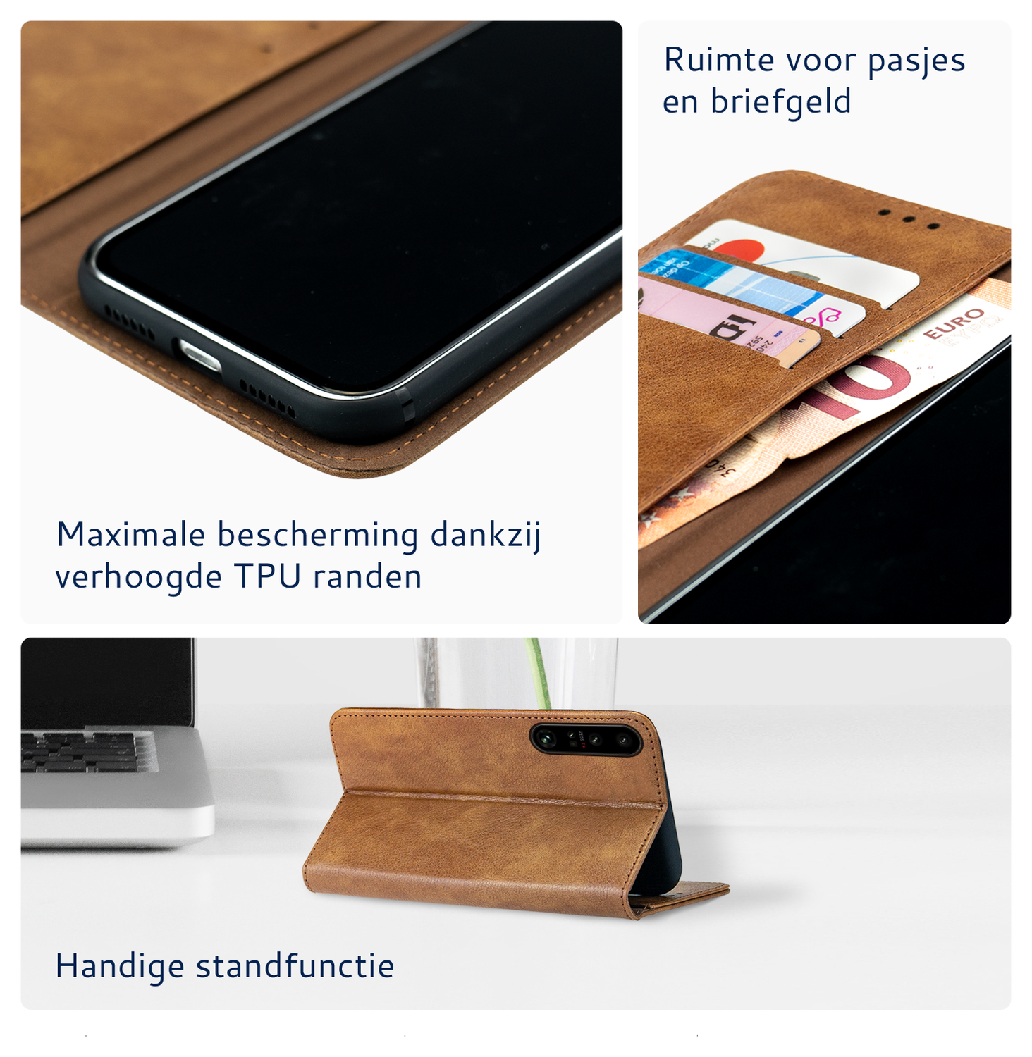 Rosso Element Sony Xperia 1 VII Hoesje Book Case Wallet Bruin afbeelding 3