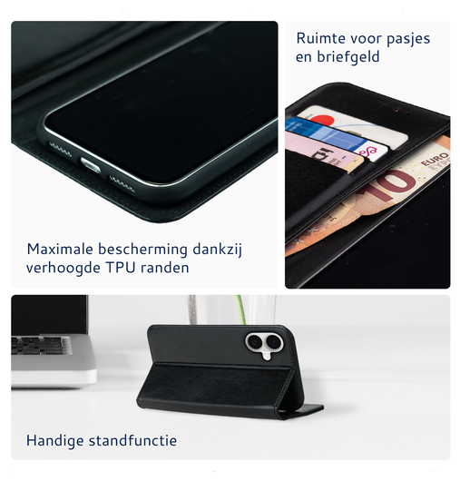 Rosso Element Apple iPhone 17 Hoesje Book Case Wallet Zwart afbeelding 5
