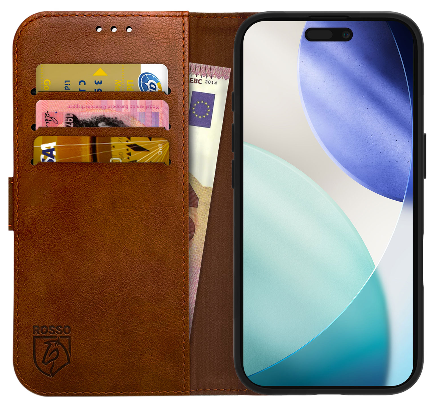 Rosso Element Apple iPhone 17 Pro Hoesje Book Case Wallet Bruin afbeelding 1