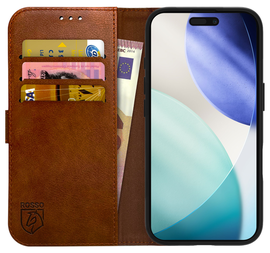 Rosso Element Apple iPhone 17 Pro Hoesje Book Case Wallet Bruin afbeelding