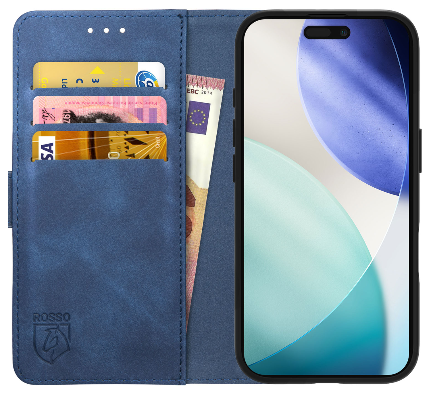 Rosso Element Apple iPhone 17 Pro Hoesje Book Case Wallet Blauw afbeelding 1