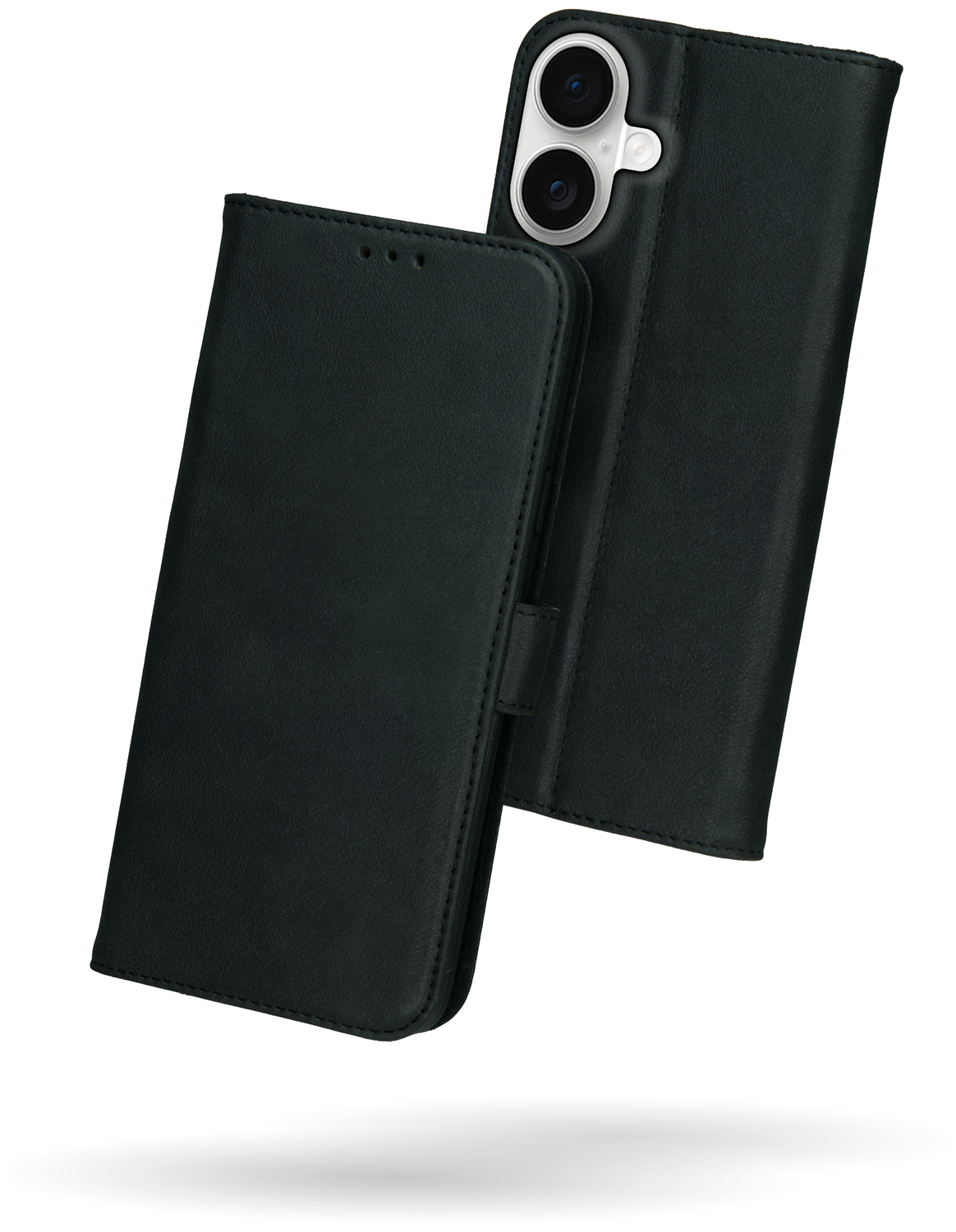 Rosso Deluxe Apple iPhone 17 Hoesje Echt Leer Book Case Zwart afbeelding 2