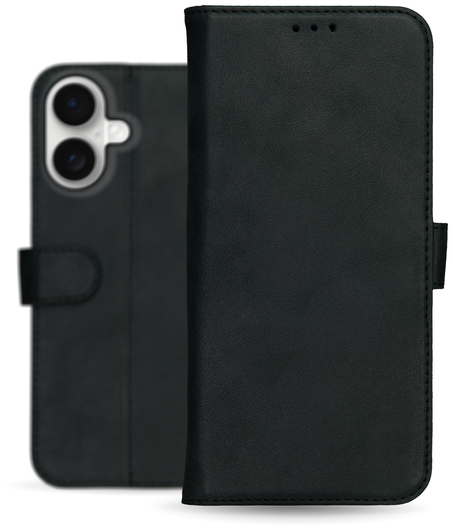 Rosso Deluxe Apple iPhone 17 Hoesje Echt Leer Book Case Zwart afbeelding 11