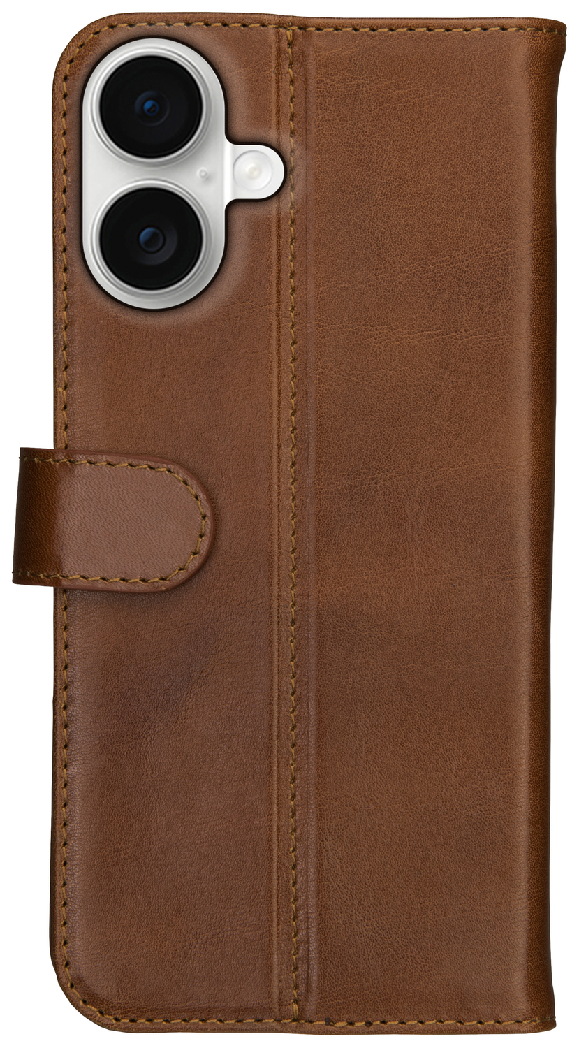 Rosso Deluxe Apple iPhone 17 Hoesje Echt Leer Book Case Bruin afbeelding 10