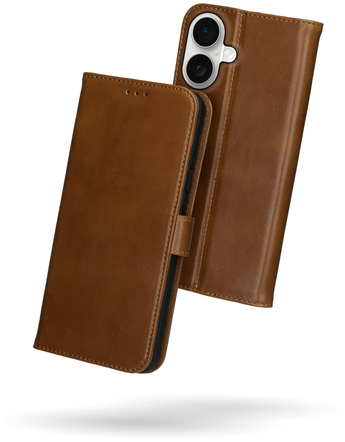 Rosso Deluxe Apple iPhone 17 Hoesje Echt Leer Book Case Bruin afbeelding 2