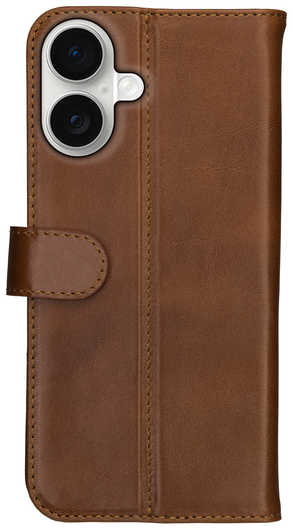 Rosso Deluxe Apple iPhone 17 Hoesje Echt Leer Book Case Bruin afbeelding 10