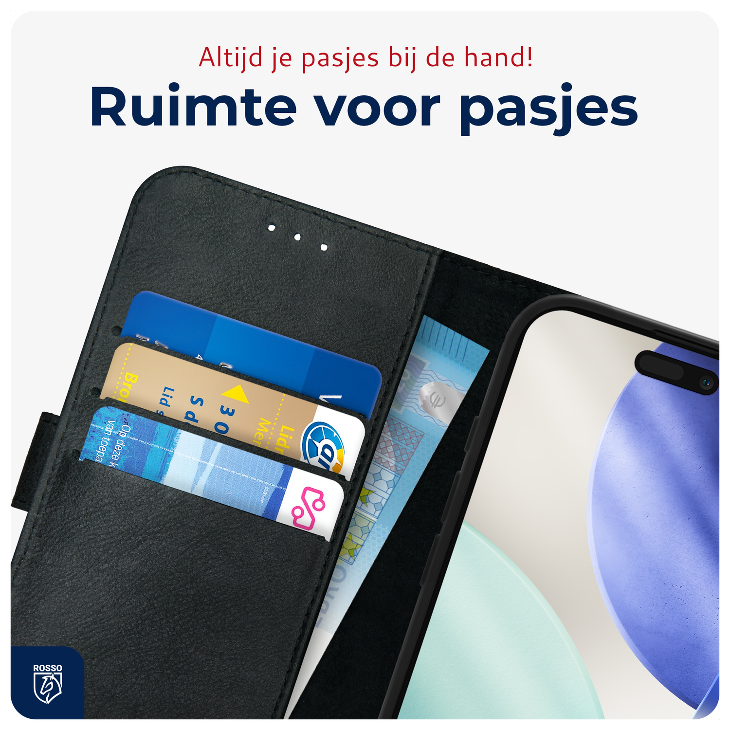 Rosso Deluxe Apple iPhone 17 Pro Hoesje Echt Leer Book Case Zwart afbeelding 5