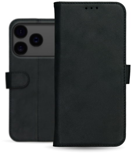 Rosso Deluxe Apple iPhone 17 Pro Hoesje Echt Leer Book Case Zwart afbeelding 10