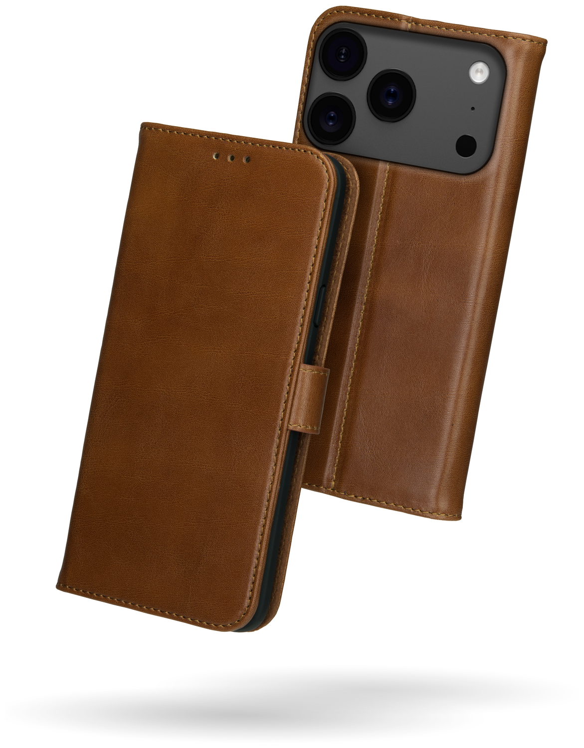 Rosso Deluxe Apple iPhone 17 Pro Hoesje Echt Leer Book Case Bruin afbeelding 2