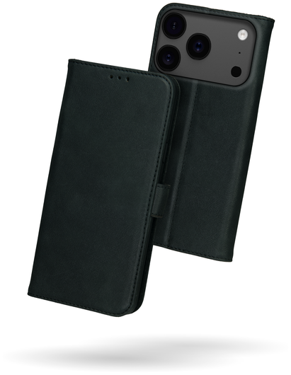 Rosso Deluxe Apple iPhone 17 Pro Max Hoesje Echt Leer Book Case Zwart afbeelding 2