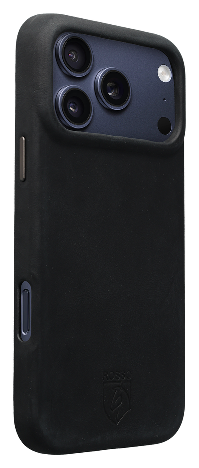 Rosso Elite iPhone 17 Pro Hoesje Leer Back Cover MagSafe Zwart afbeelding 2