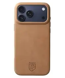 Rosso Elite iPhone 17 Pro Hoesje Leer Back Cover MagSafe Lichtbruin afbeelding